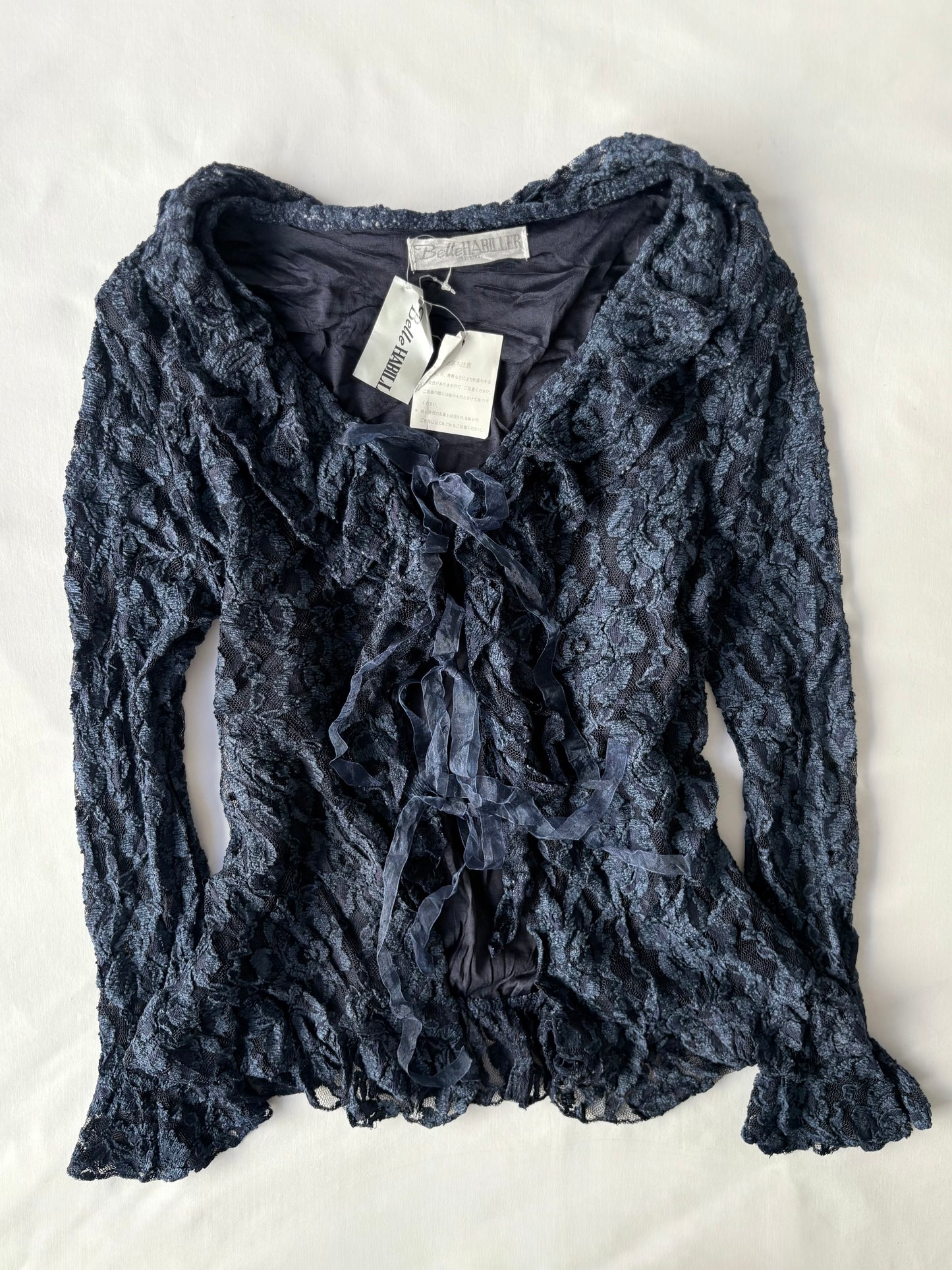 00’s Navy tie front flared top | Size medium