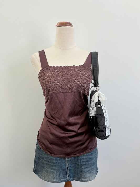 00’s Chocolate brown lace cami | Size 12