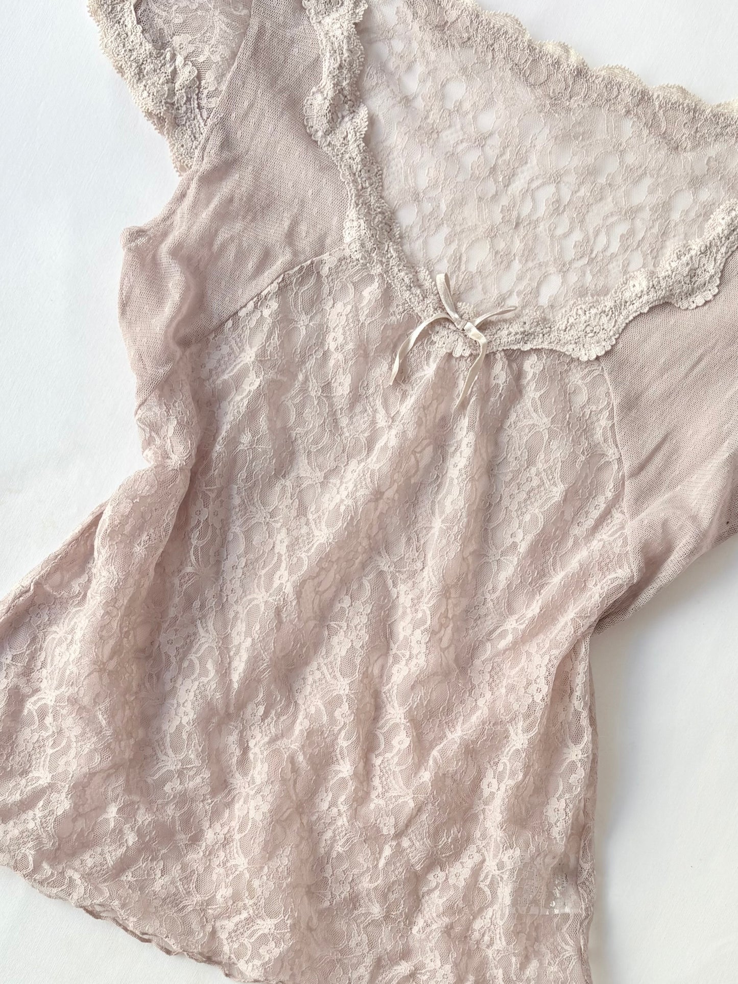 00’s Japanese lace blush top | Sise medium