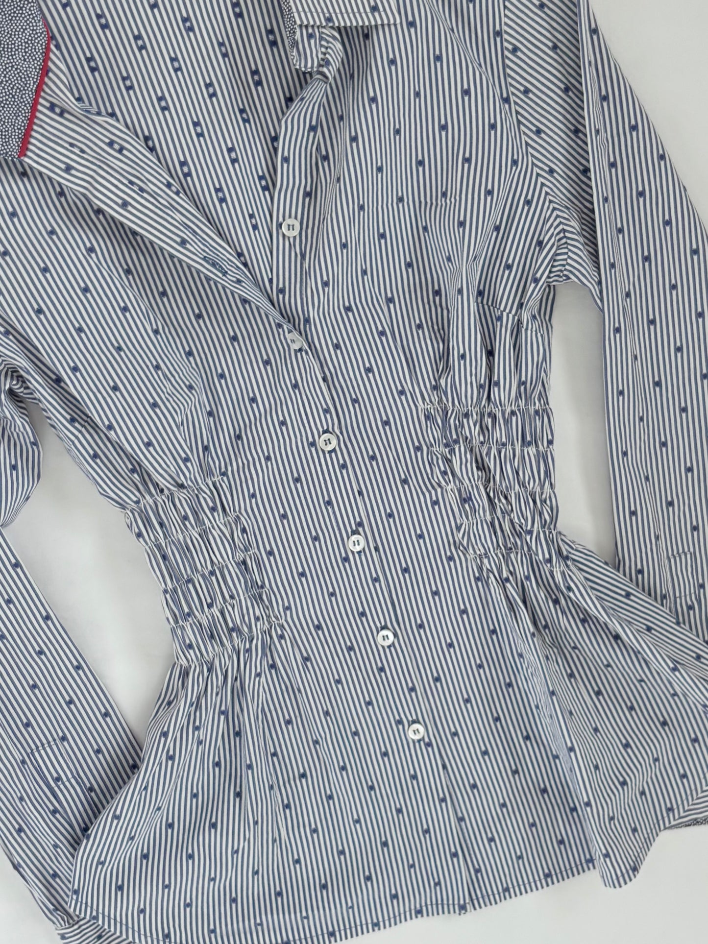 00’s Italian blue cinched shirt | Size 8
