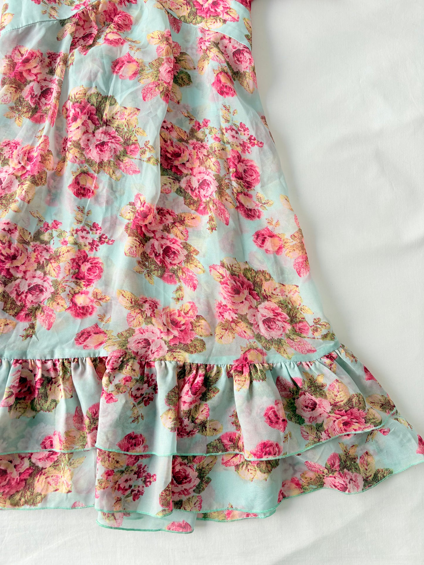 00’s Silk floral tie mini dress | Size 10
