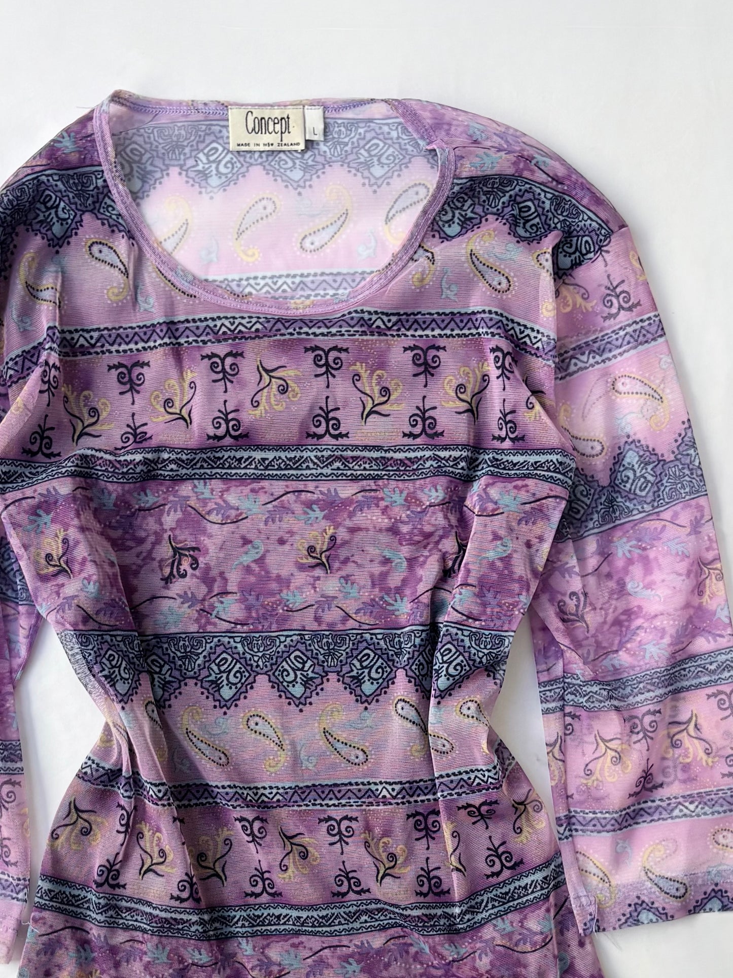 00’s Concept paisley purple top | Size large