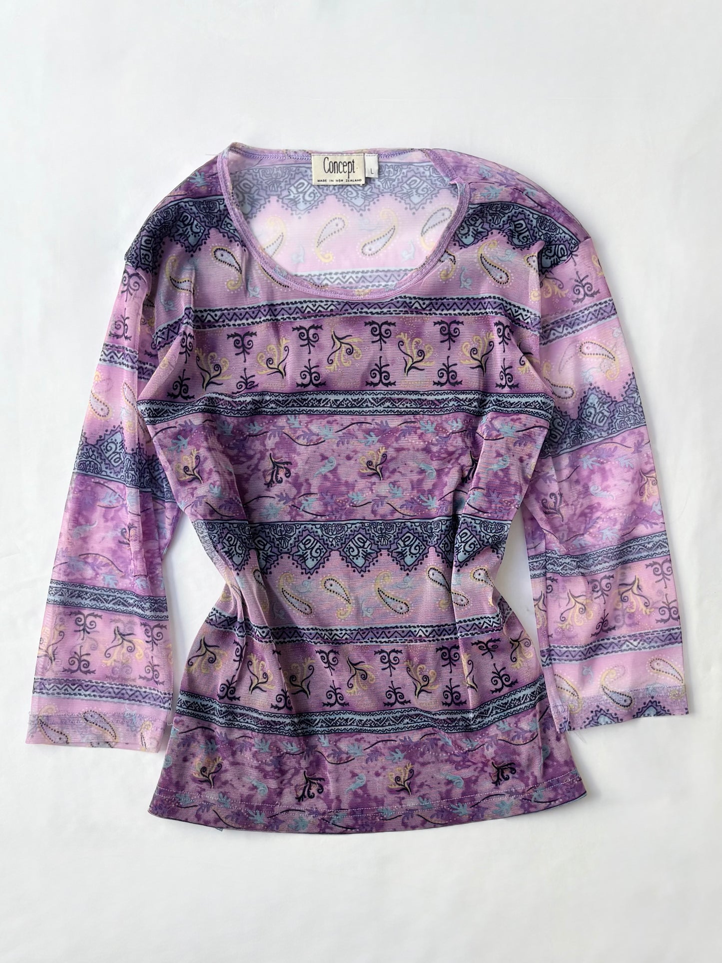 00’s Concept paisley purple top | Size large