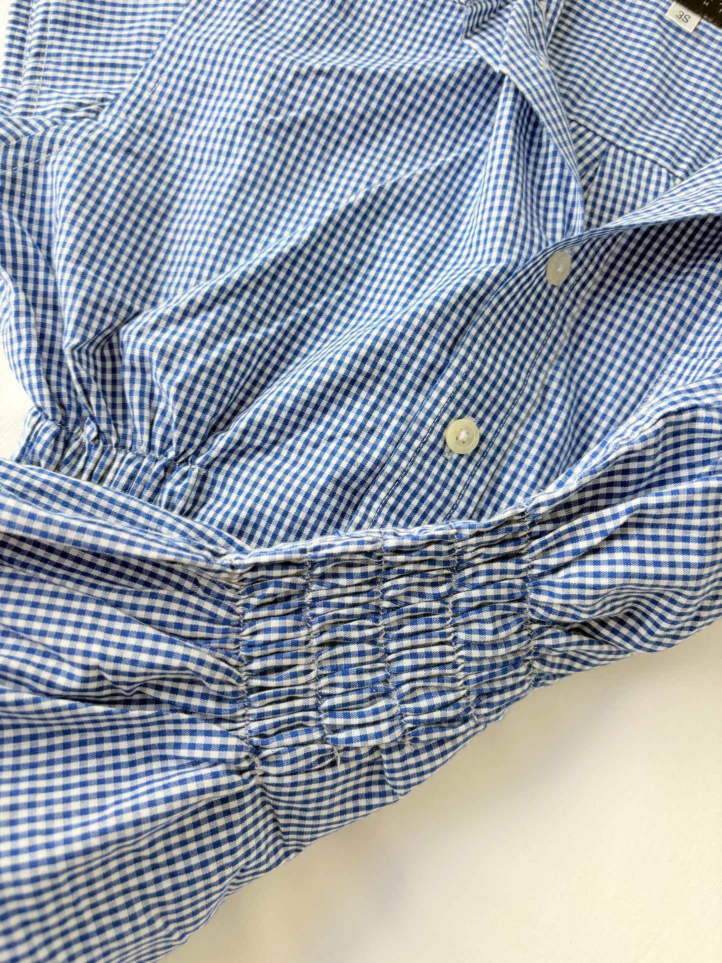 00’s Blue gingham cinched shirt | Size 12