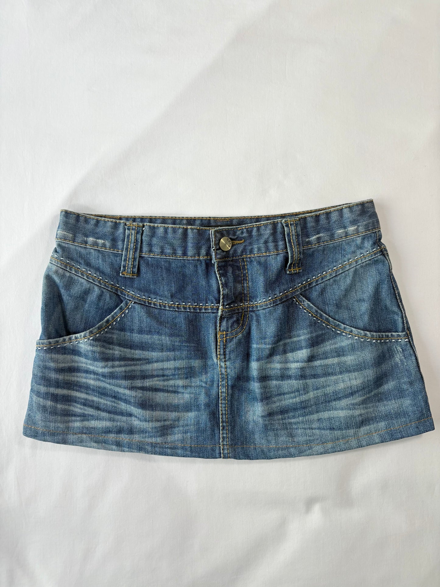 00’s Mushroom denim mini skirt | Size 10