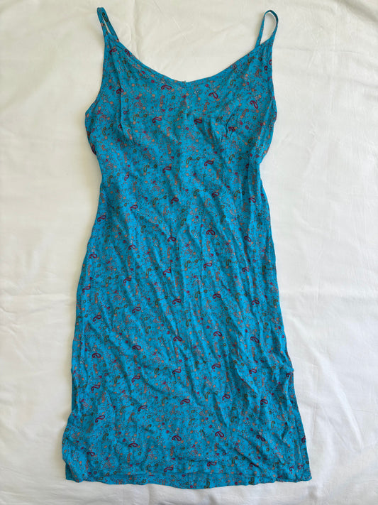 00’s Paisley blue mini dress | Size 10