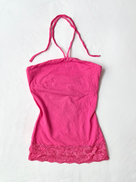 00’s Ardene hot pink halter top | Size small