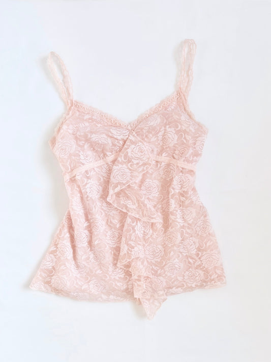 00’s Glacier pink lace top | Size 8