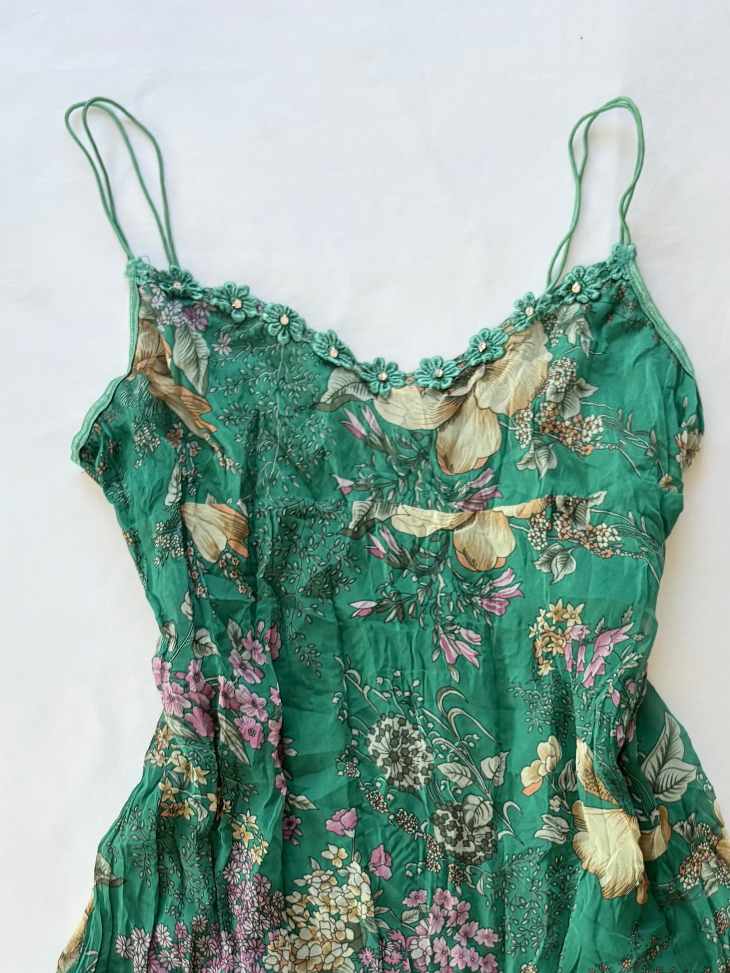 00’s Japanese green floral top | Size 12