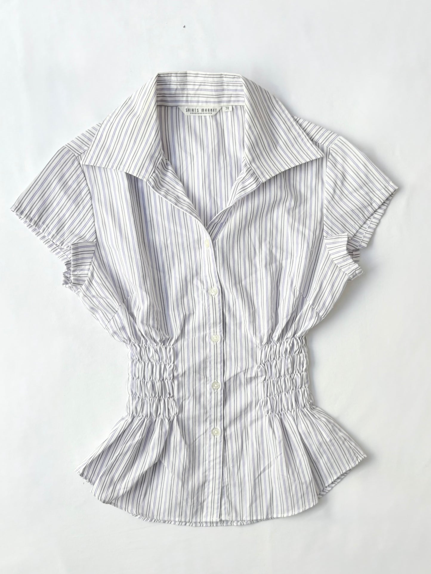 00’s Purple pinstripe cinched shirt | Size 8