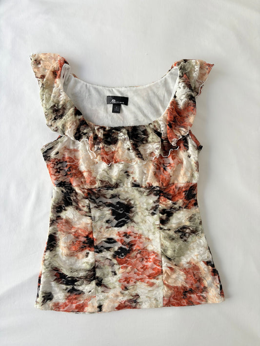 00’s Milkmaid ruffle top | Size small