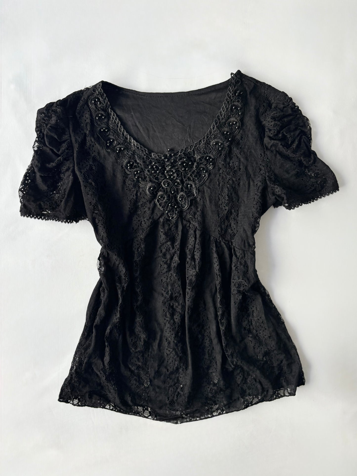 00’s Beaded babydoll lace top | Size medium