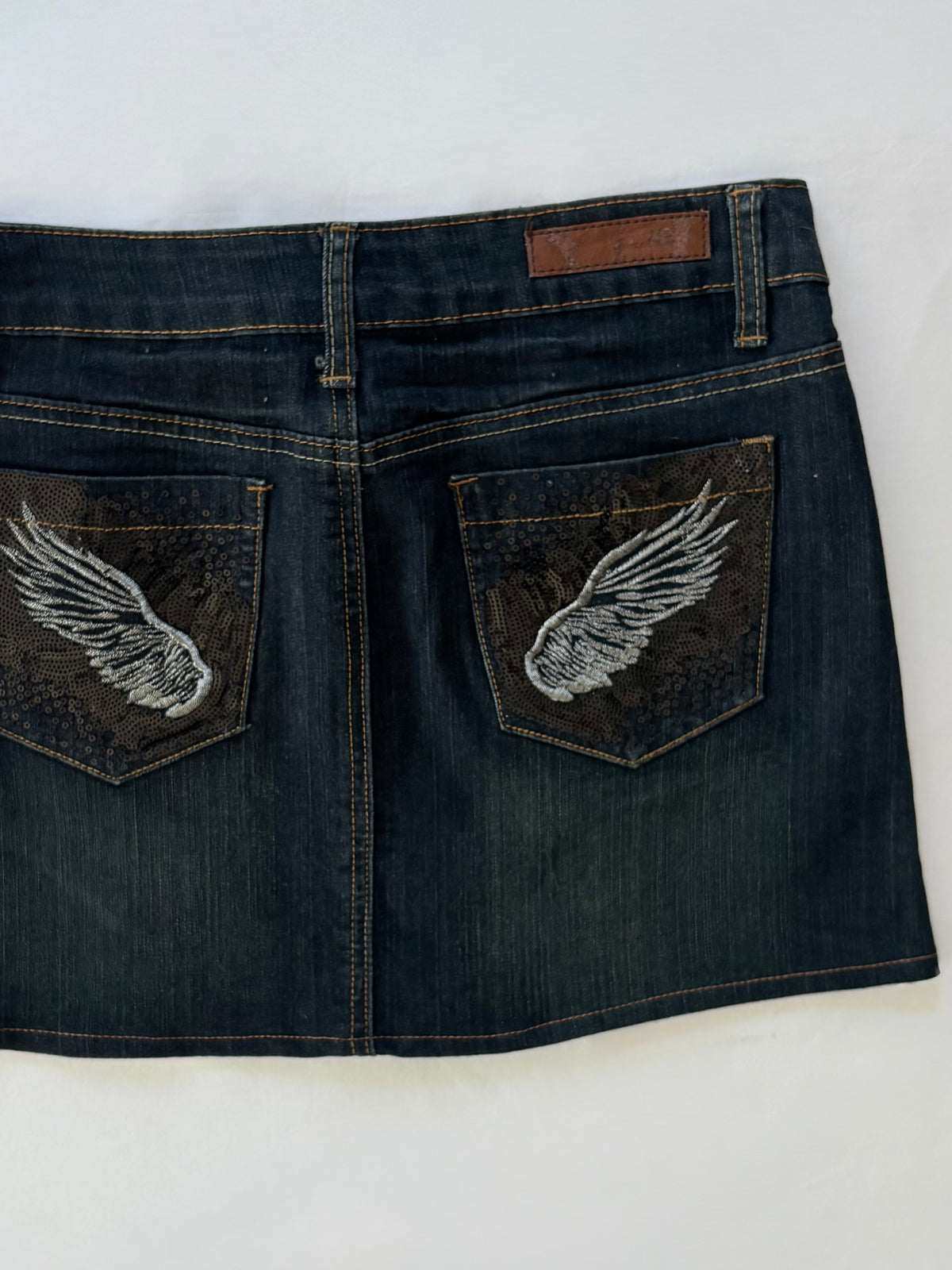 00’s Angel wings denim skirt | Size 10