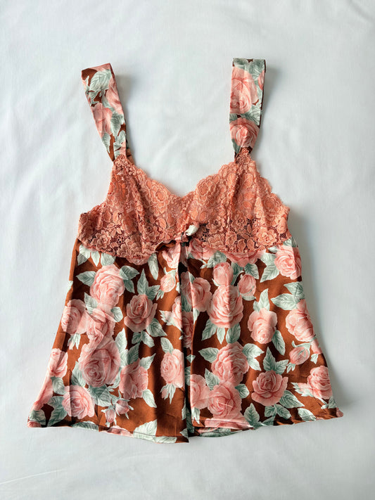 00’s Orange rose lace cami | Size 8