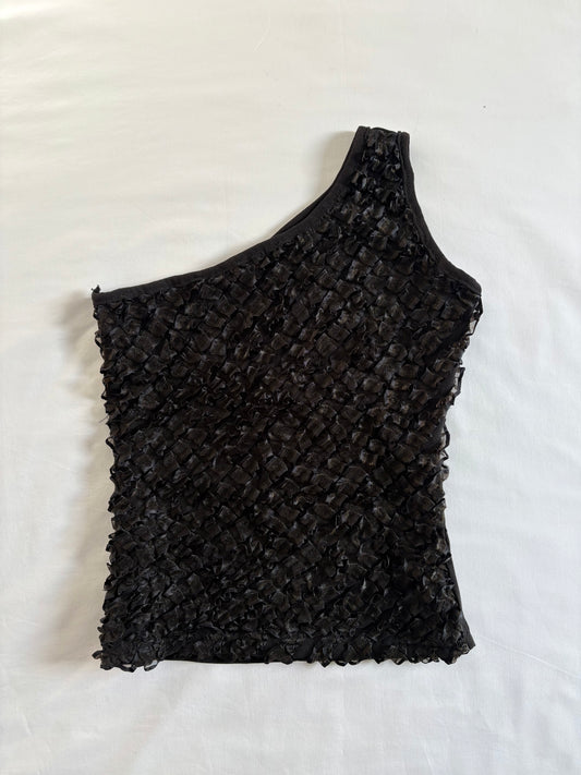 Textured one shoulder tank | Size 6-8