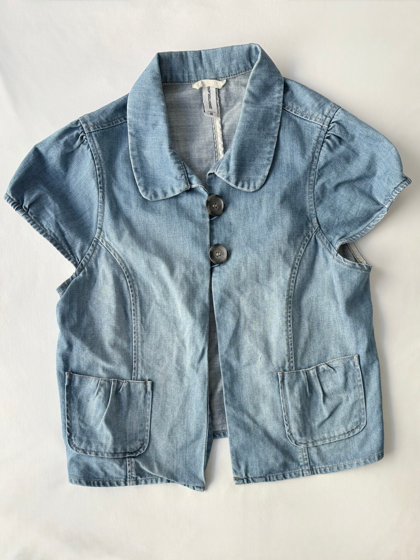 00’s Jeanswest denim collared top | Size 14