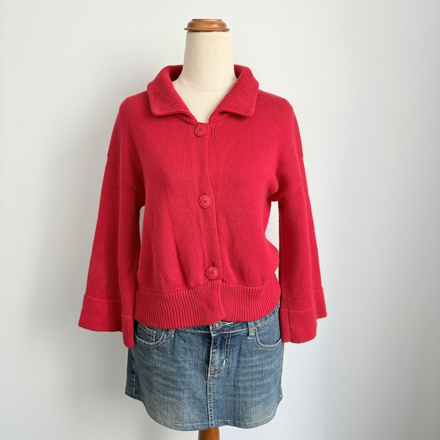 00’s Italian red collared cardigan | Size medium