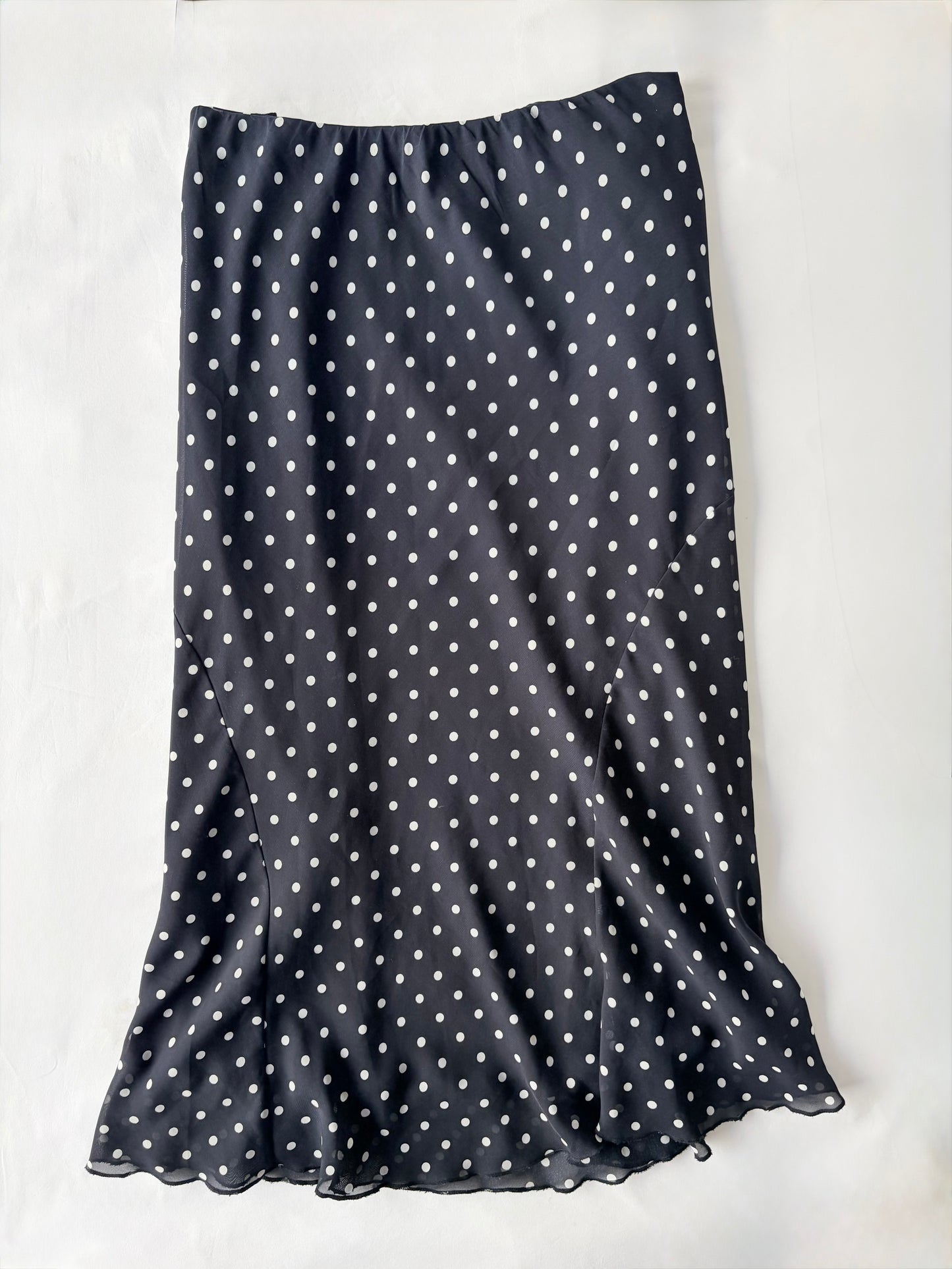 00’s Navy polka dot maxi skirt | Size 16