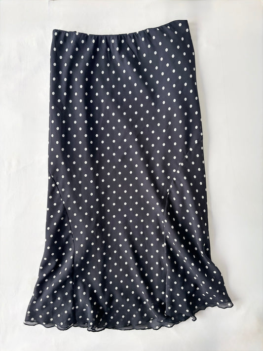 00’s Navy polka dot maxi skirt | Size 16