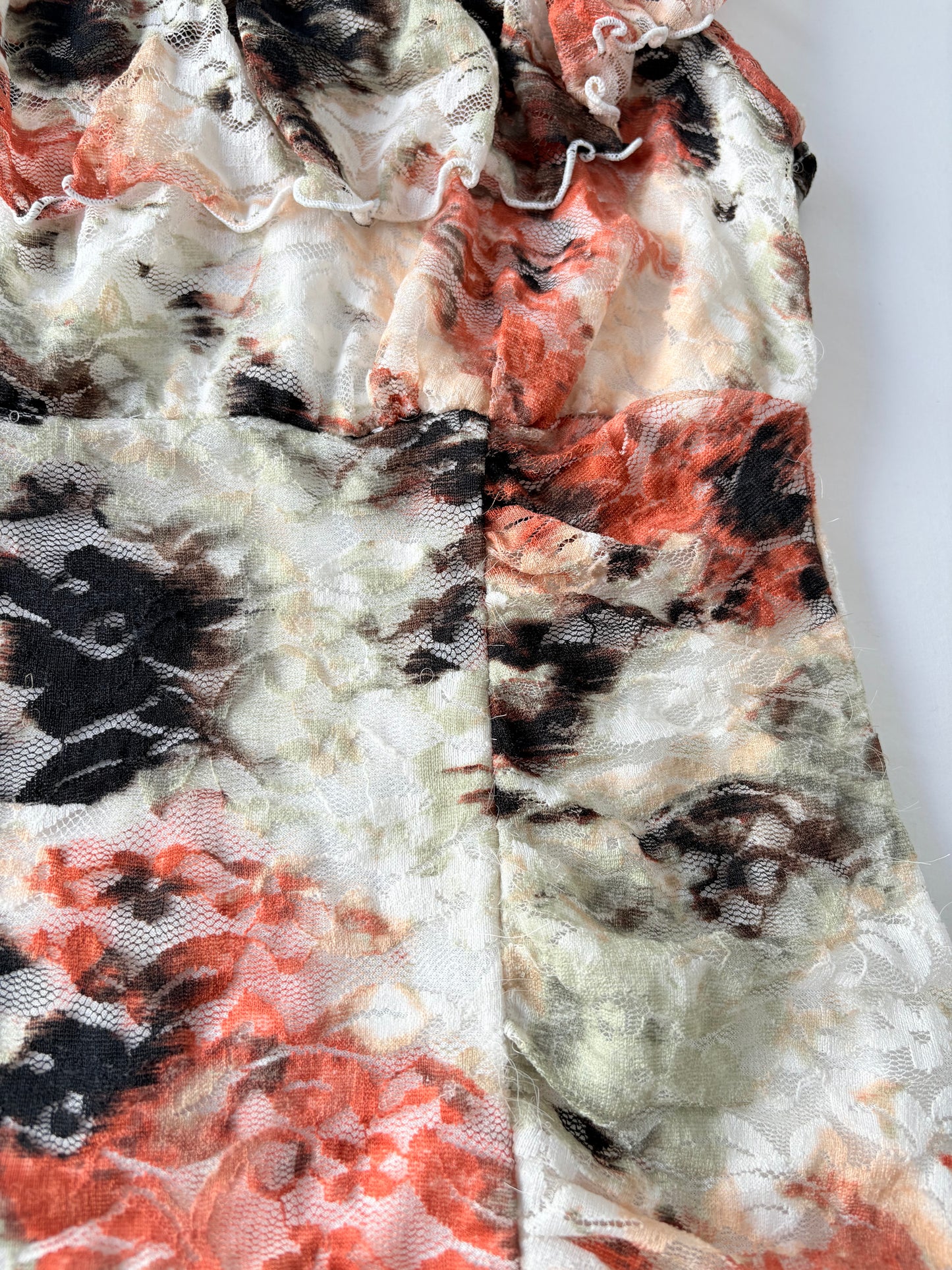 00’s Milkmaid ruffle top | Size small