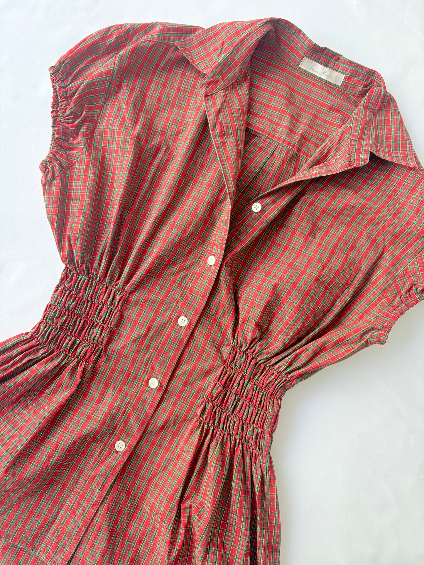 00’s Red and green cinched shirt | Size 14