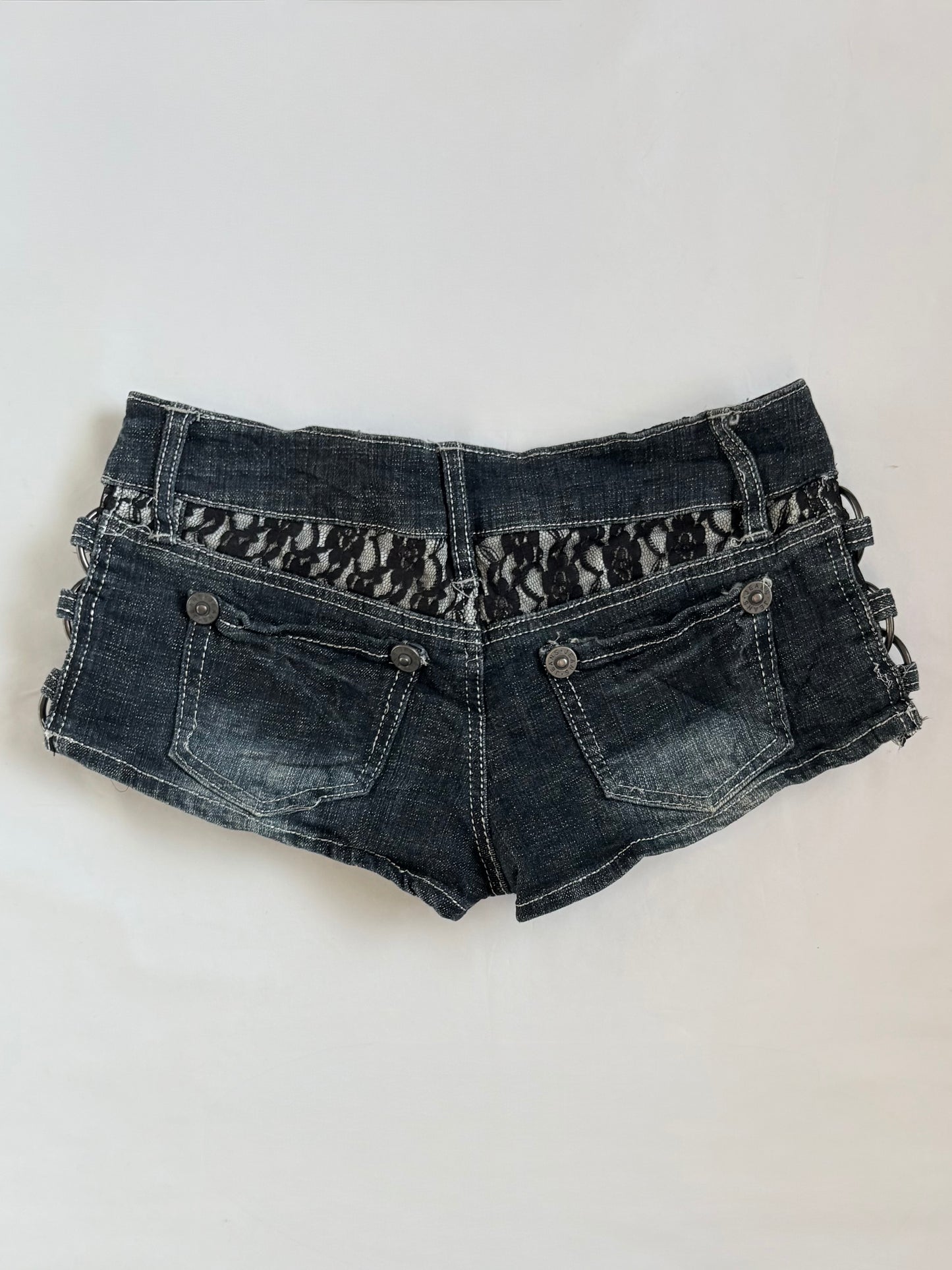 00’s Lace micro denim shorts | Size 8