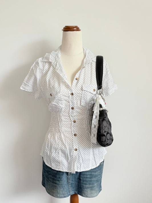 10’s Polka dot cinched shirt | Size 8