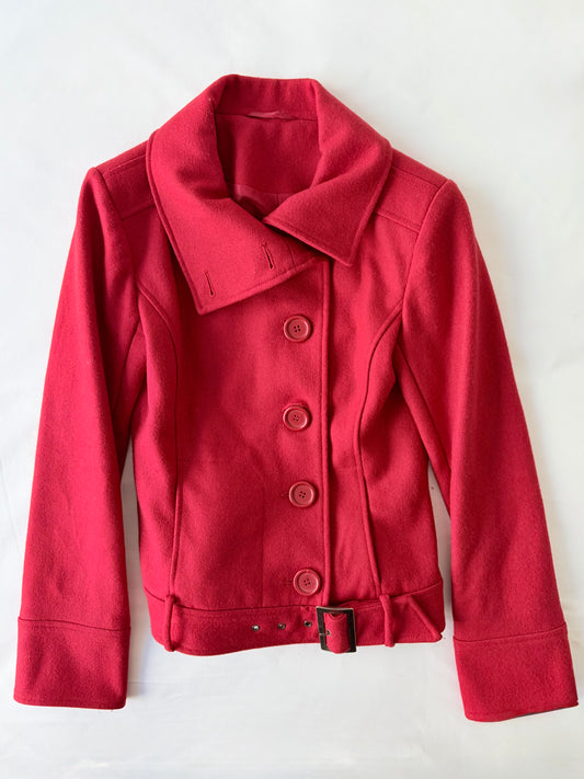 00’s Red wool pea coat | Size 8