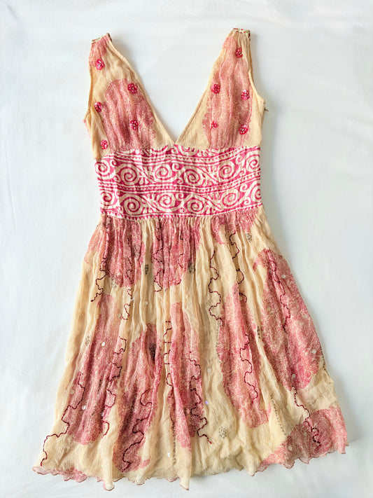 00’s Silk sequin mini dress | Size 10