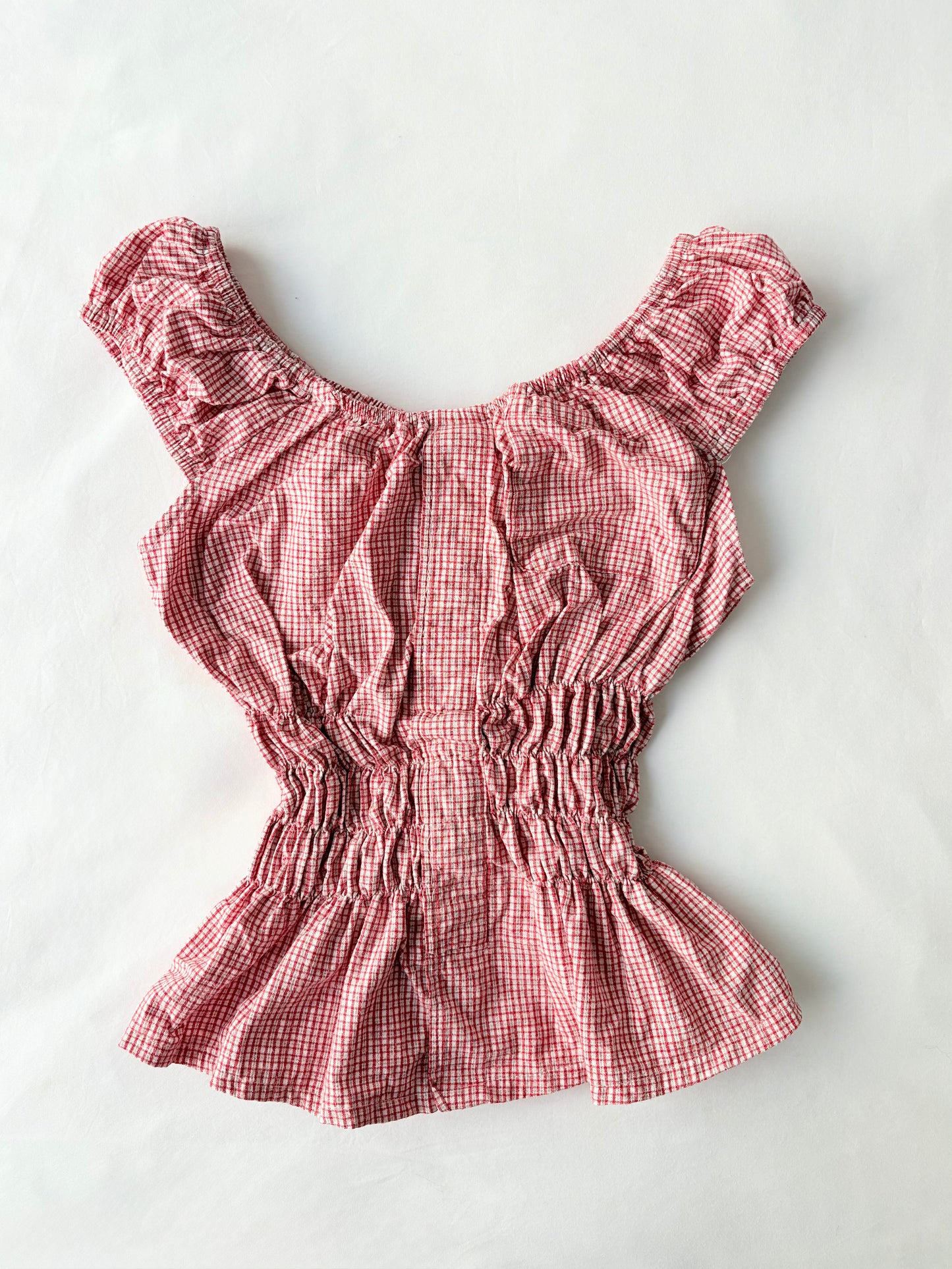 00’s Checkered milkmaid top | Size 10-12