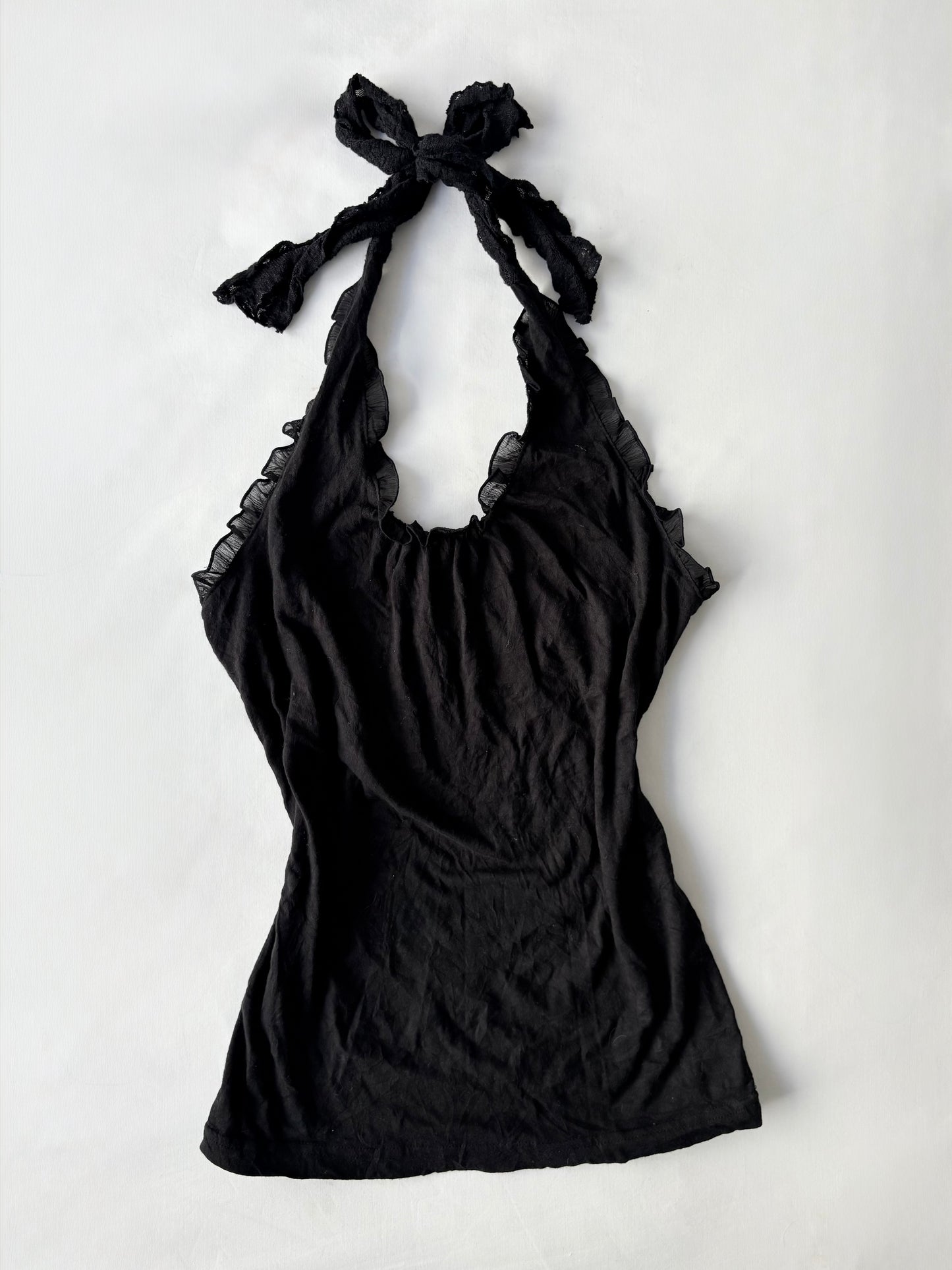 00’s Ruffle halter tie tank | Size medium