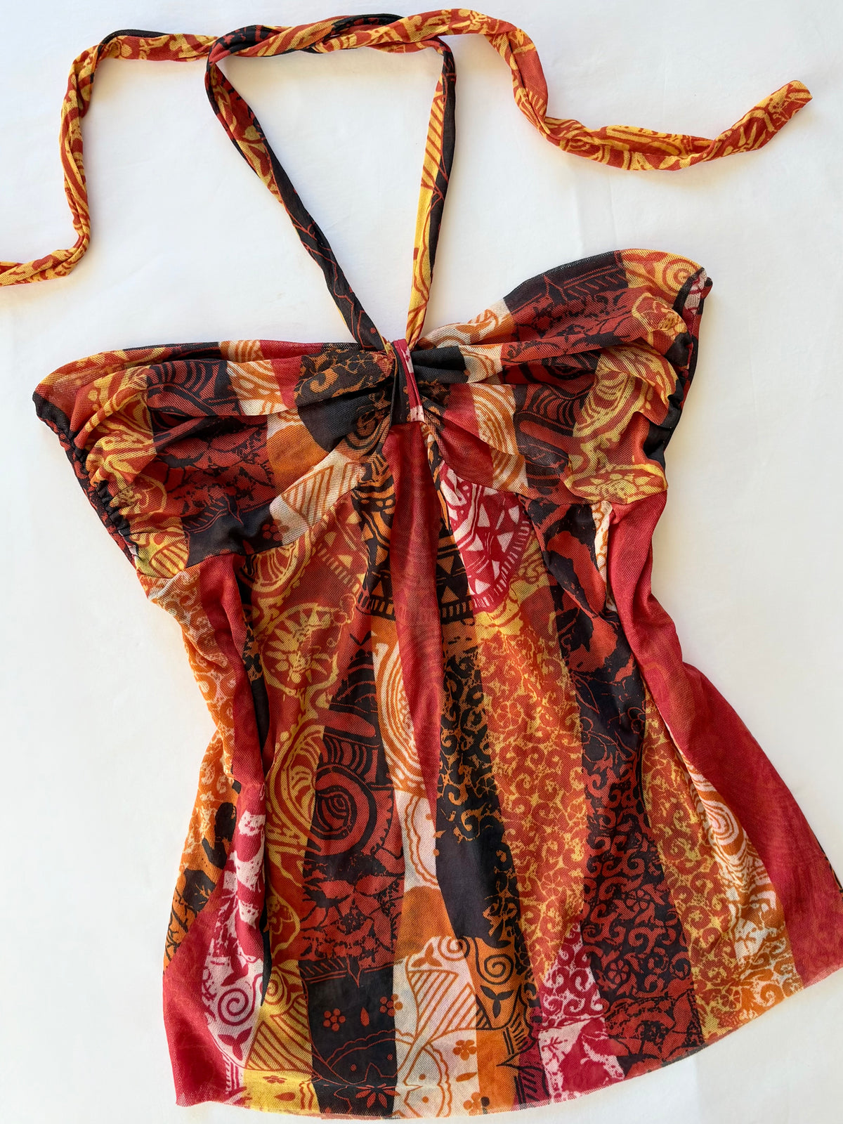 00’s Daisy and Clover patterned halter top | Size 14-16