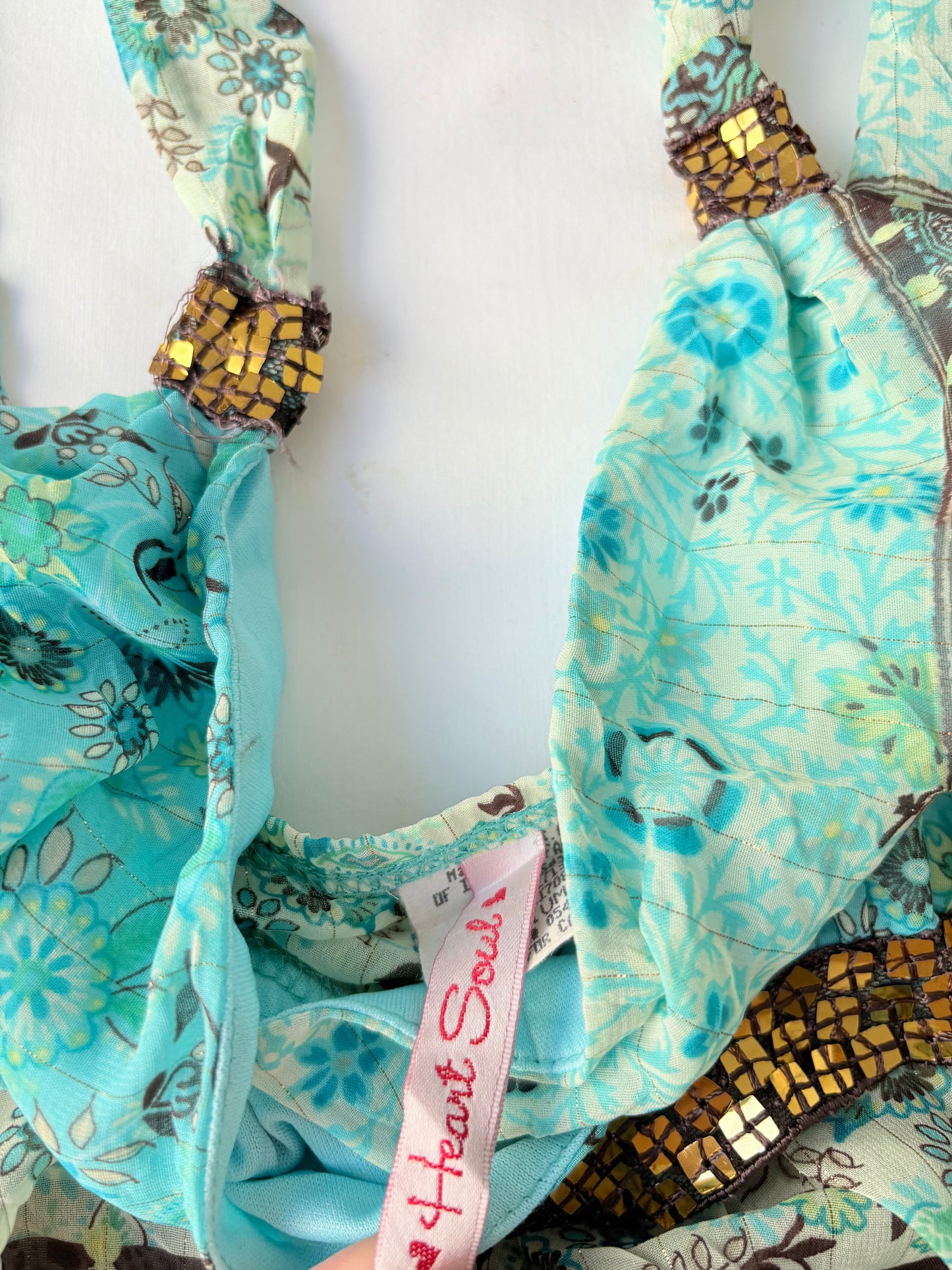 00’s Heart Soul blue tie top | Size 8-10