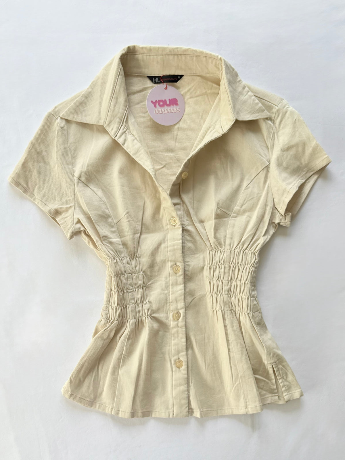 00’s L&B cream cinched shirt | Size 8