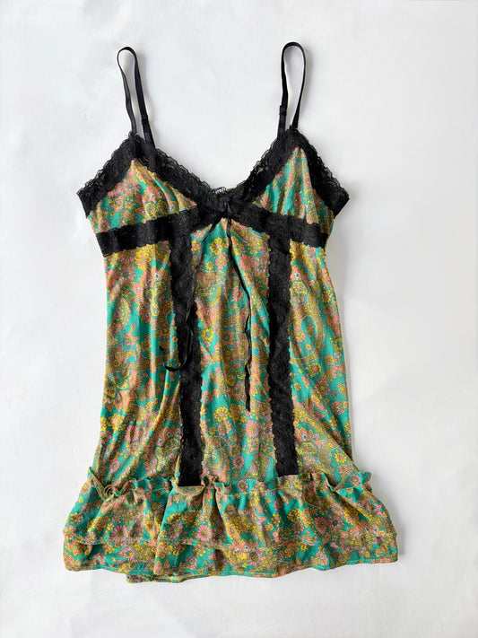 00’s Japanese ruffle mini dress | Size 8-10