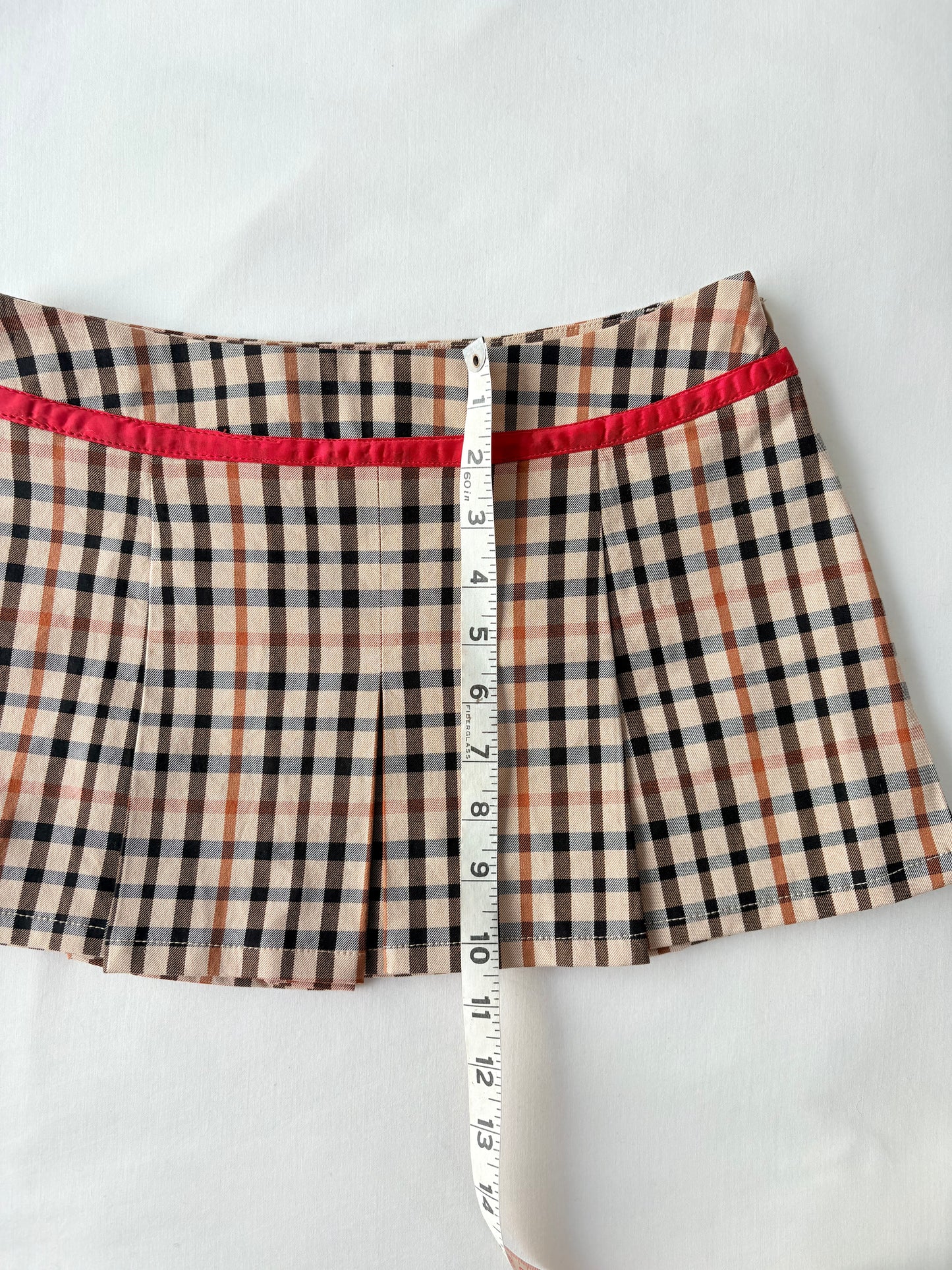 00’s Tan plaid pleated mini skirt | Size 6
