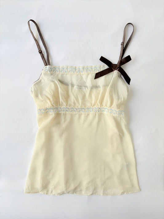 00’s Cream bow lace cami | Size 10