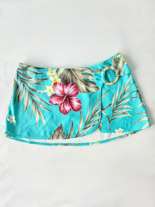 00’s Hibiscus blue mini skirt | Size small