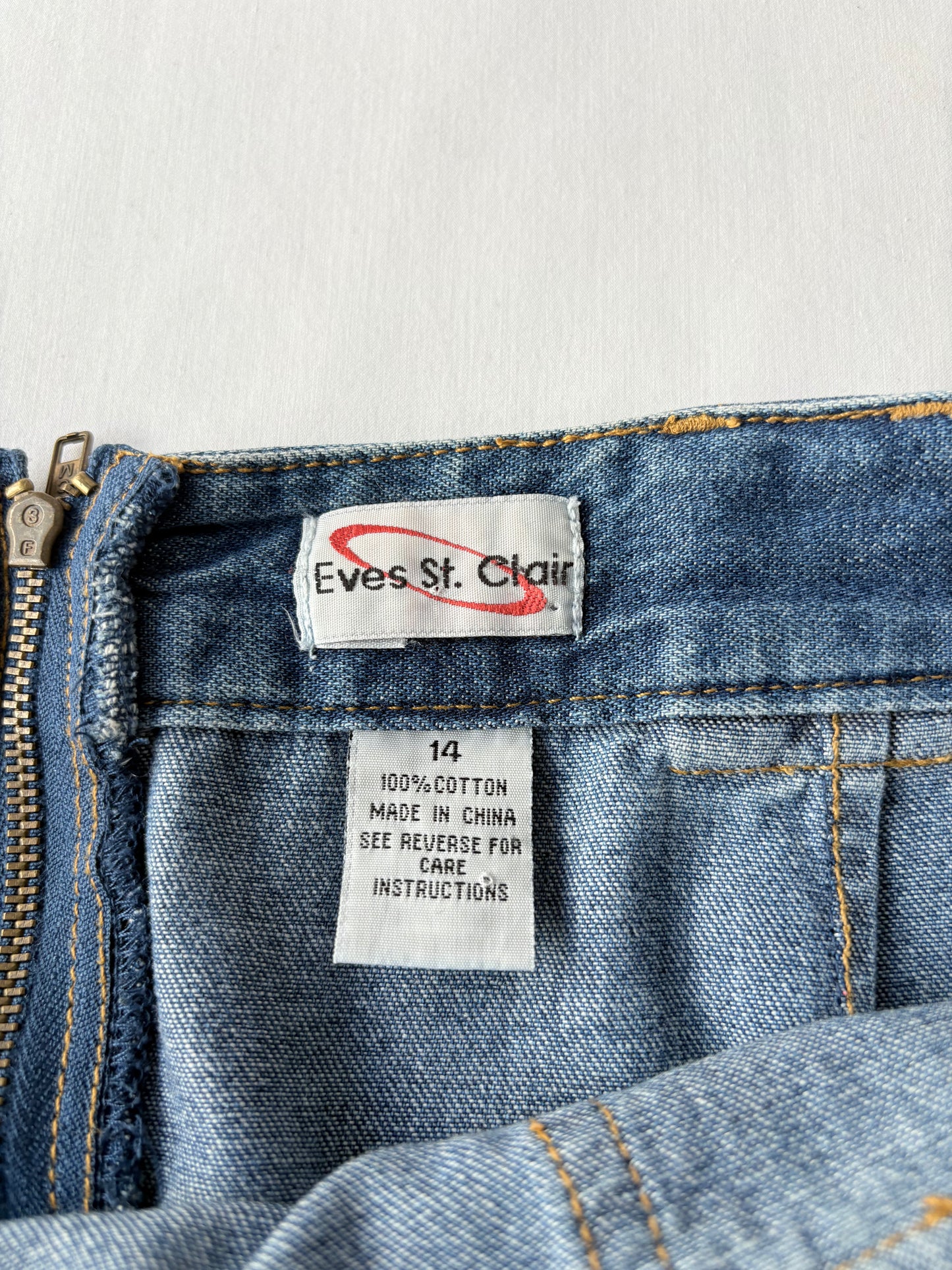 00’s Eve St Claire denim midi skirt | Size 12