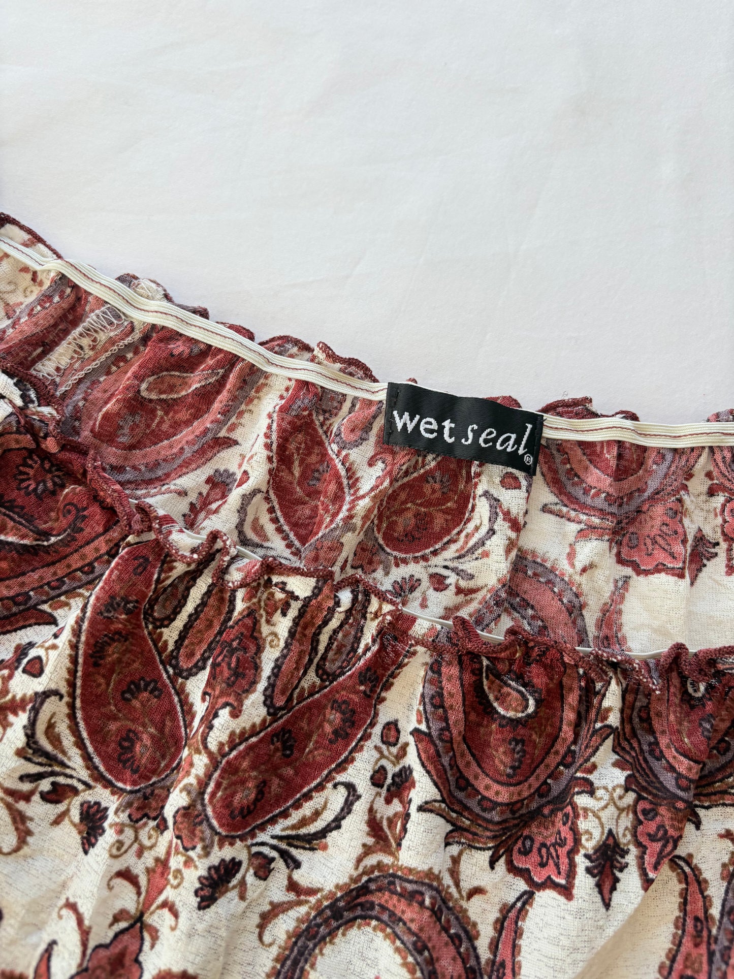00’s Wetseal paisley milkmaid top | Size medium