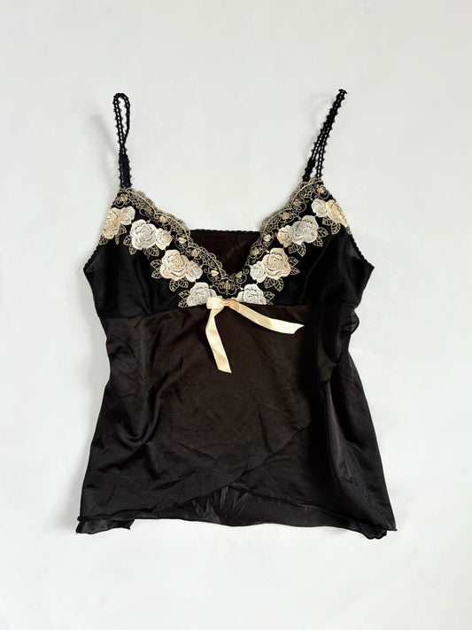 00’s Japanese gold embroidered cami | Size 10