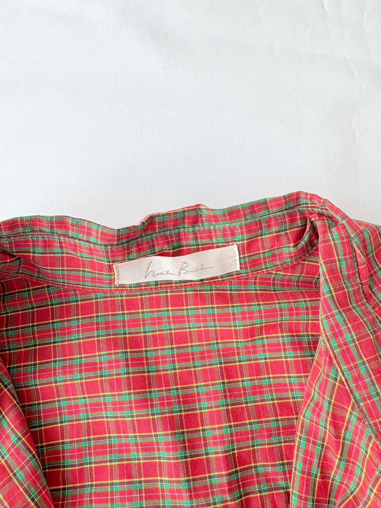 00’s Red and green cinched shirt | Size 14