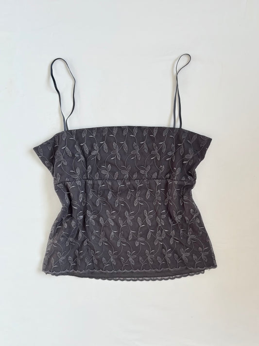 00’s Grace Hill embroidered grey top | Size 14
