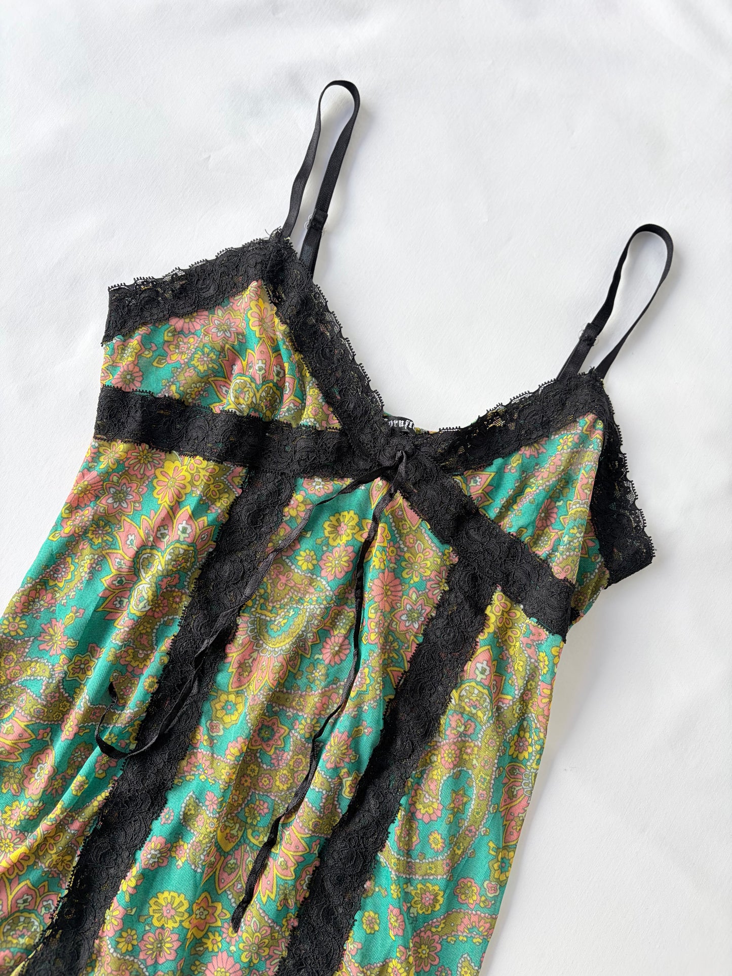 00’s Japanese ruffle mini dress | Size 8-10