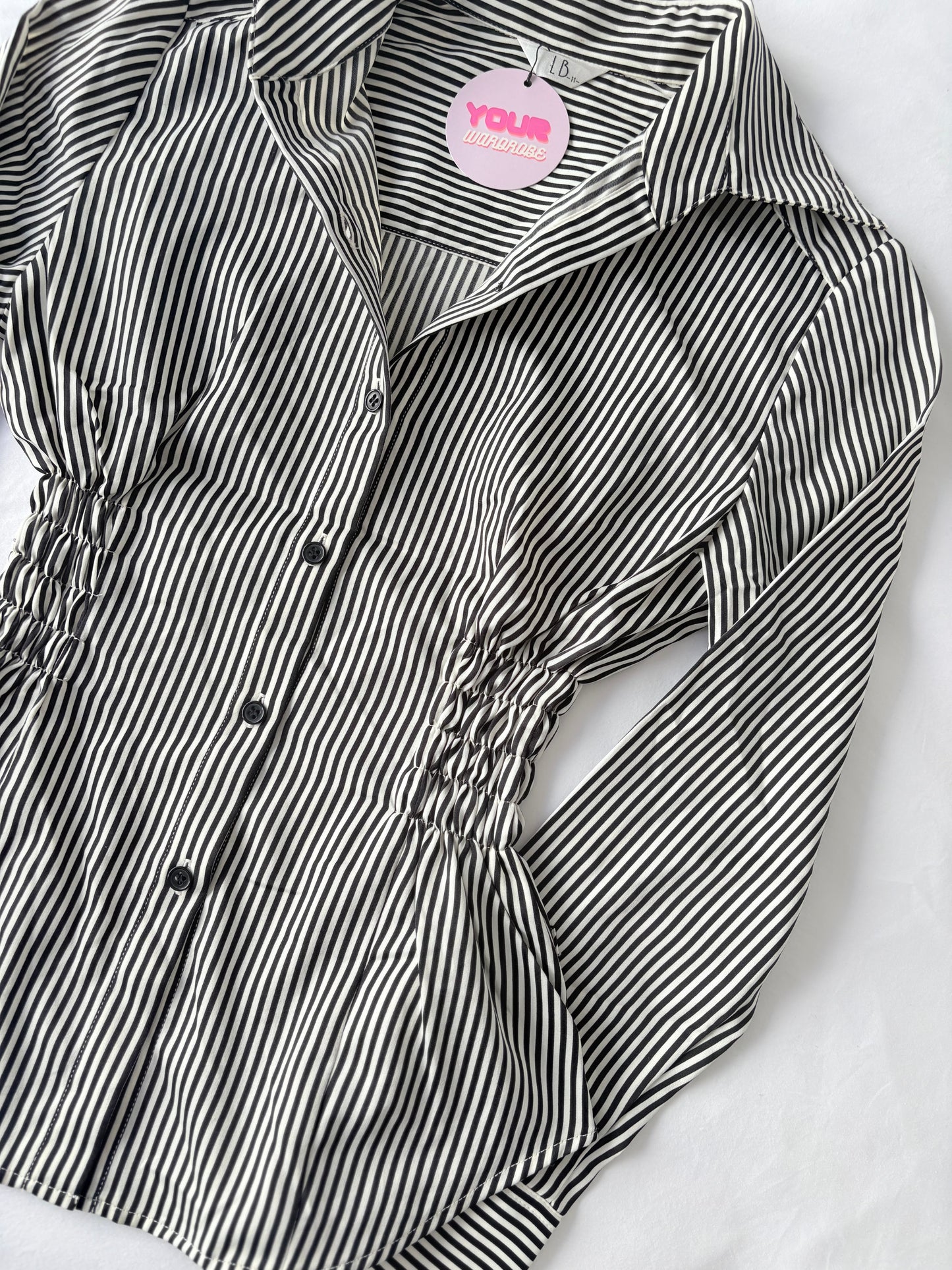 00’s Cinched striped shirt | Size 10
