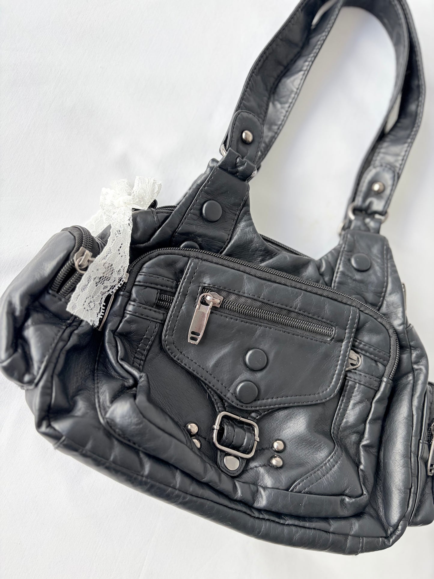 00’s Black studded shoulder bag