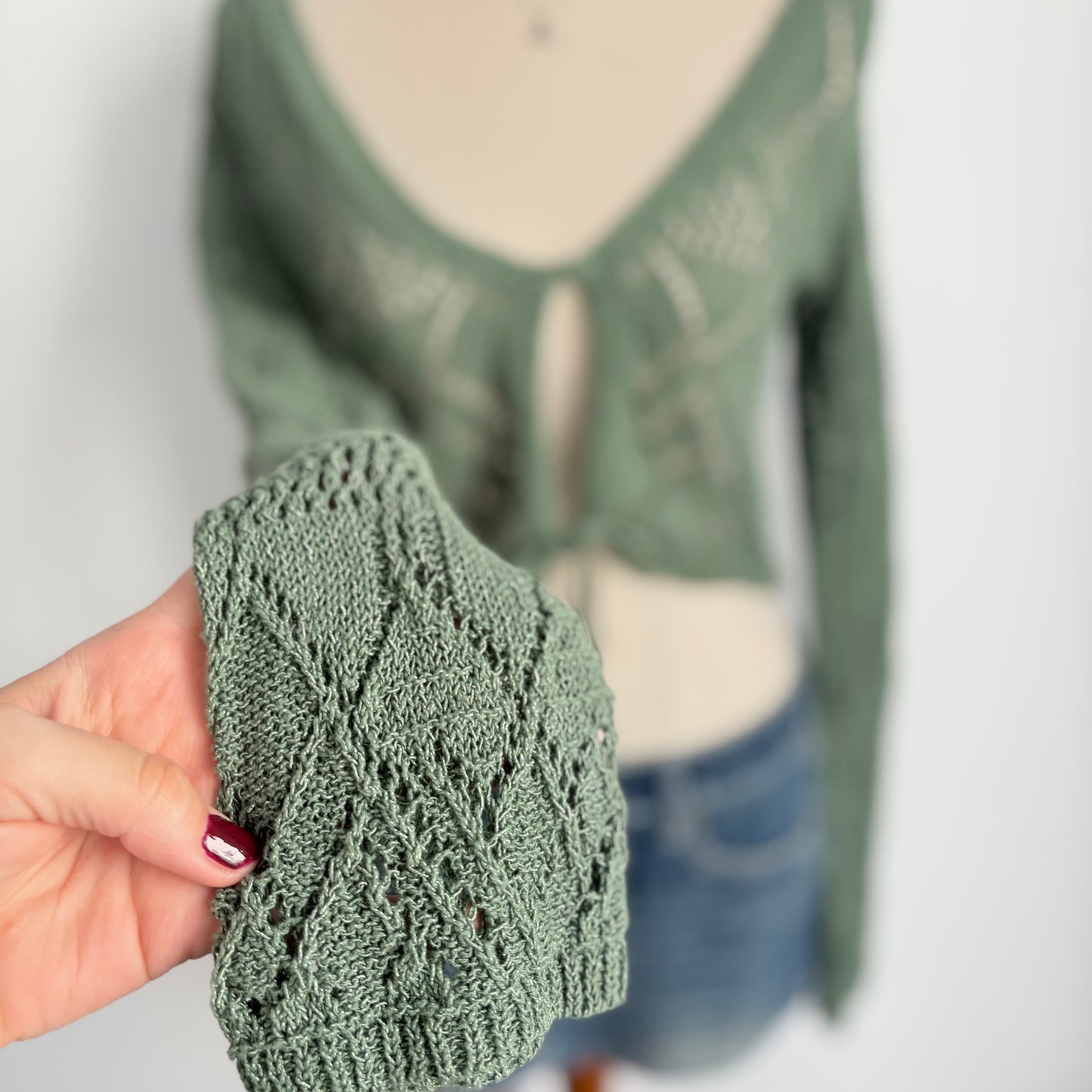 Crochet green tie top | Size small