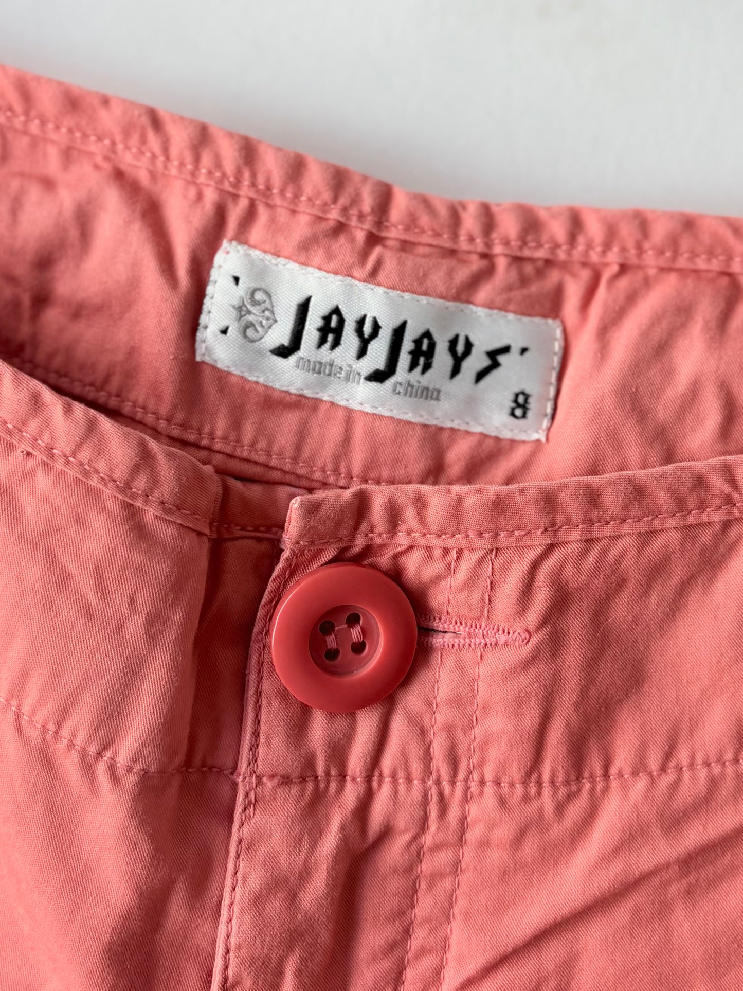 00’s Peach cargo tie shorts | Size 8