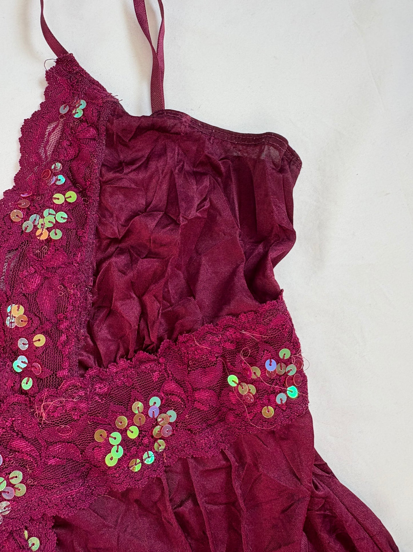 00’s Maroon sequin fairy top | Size 8-10