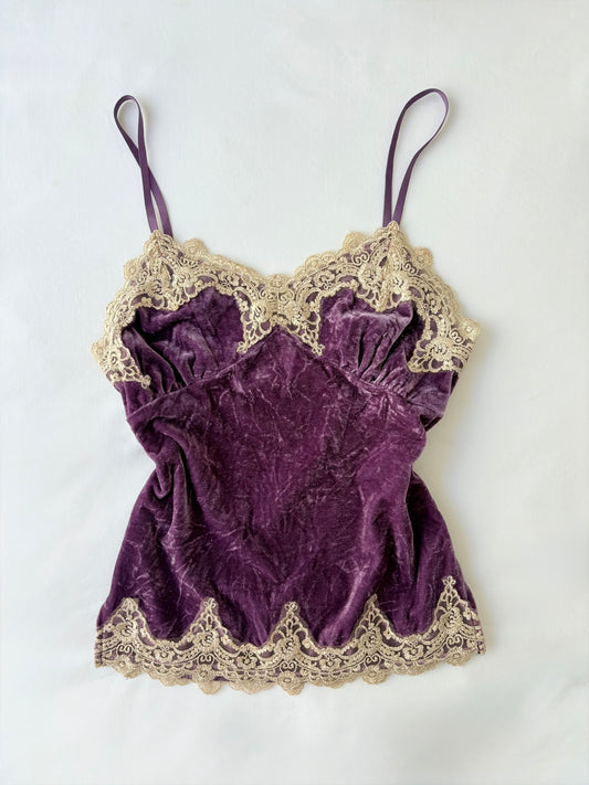 00’s Cecil McBee purple velvet cami | Size 10